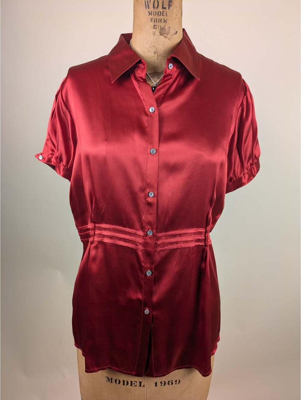 studio m tomato red 100% silk shirt red